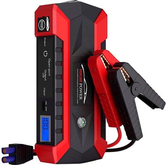 6-in-1 Jumpstarter auto 12V - Starthulp - Startbooster - USB 5V/2.4A Poorten - Luxe hardcase - 20.000 mAh - 600 A - Met SOS Noodlamp - Met Veiligheidshamer - Inclusief Startkabels