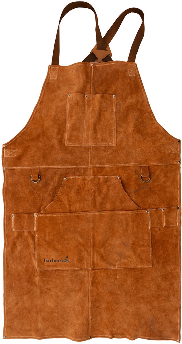 Barbecook - Zachtlederen Schort - BBQ Schort Mannen Leer - BBQ Schort Man - 95x67cm