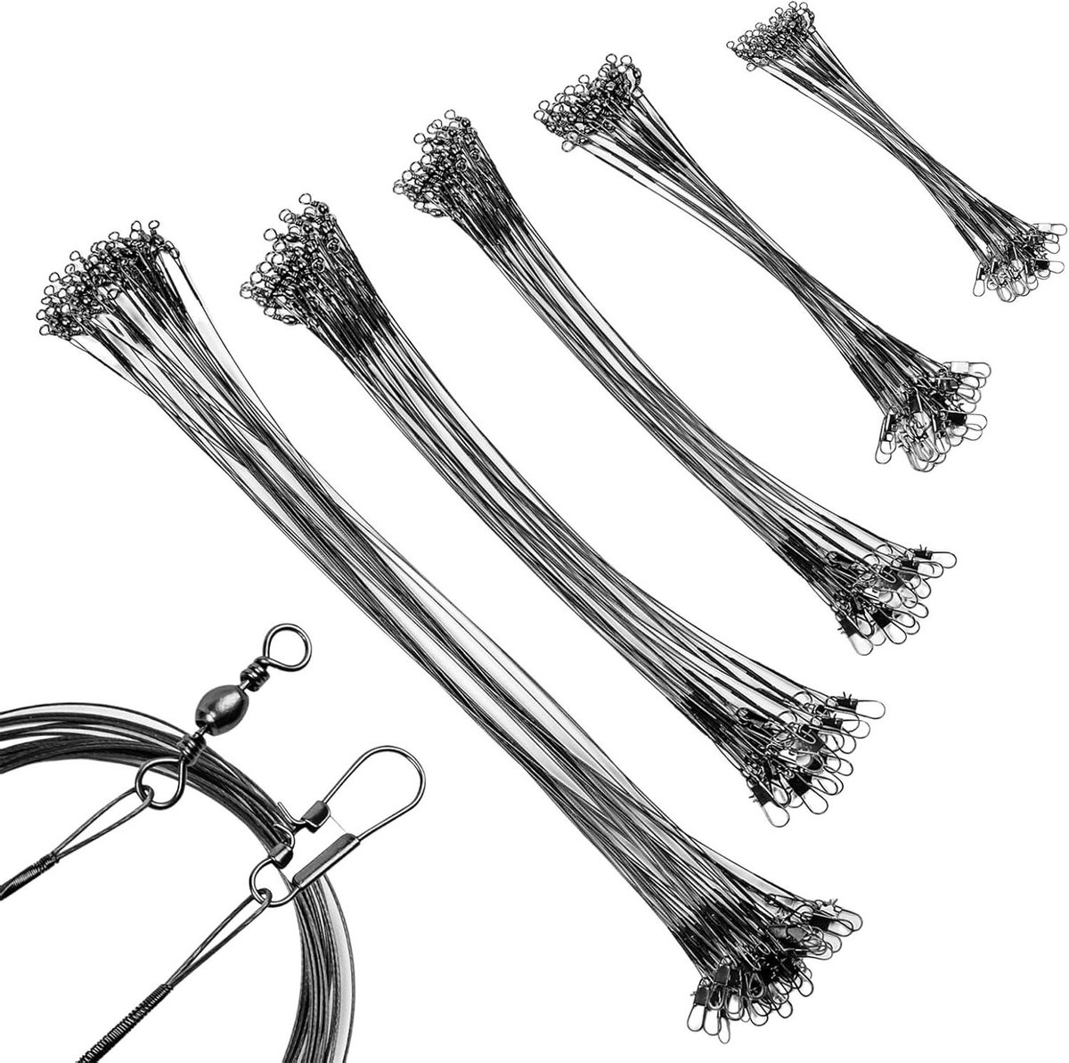 Allecto Plus - Pack van 100 Stalen Voortassen voor Roofvissen - Visaccessoires - Zoutwater & Zoetwater - 10cm 15cm 20cm 25cm