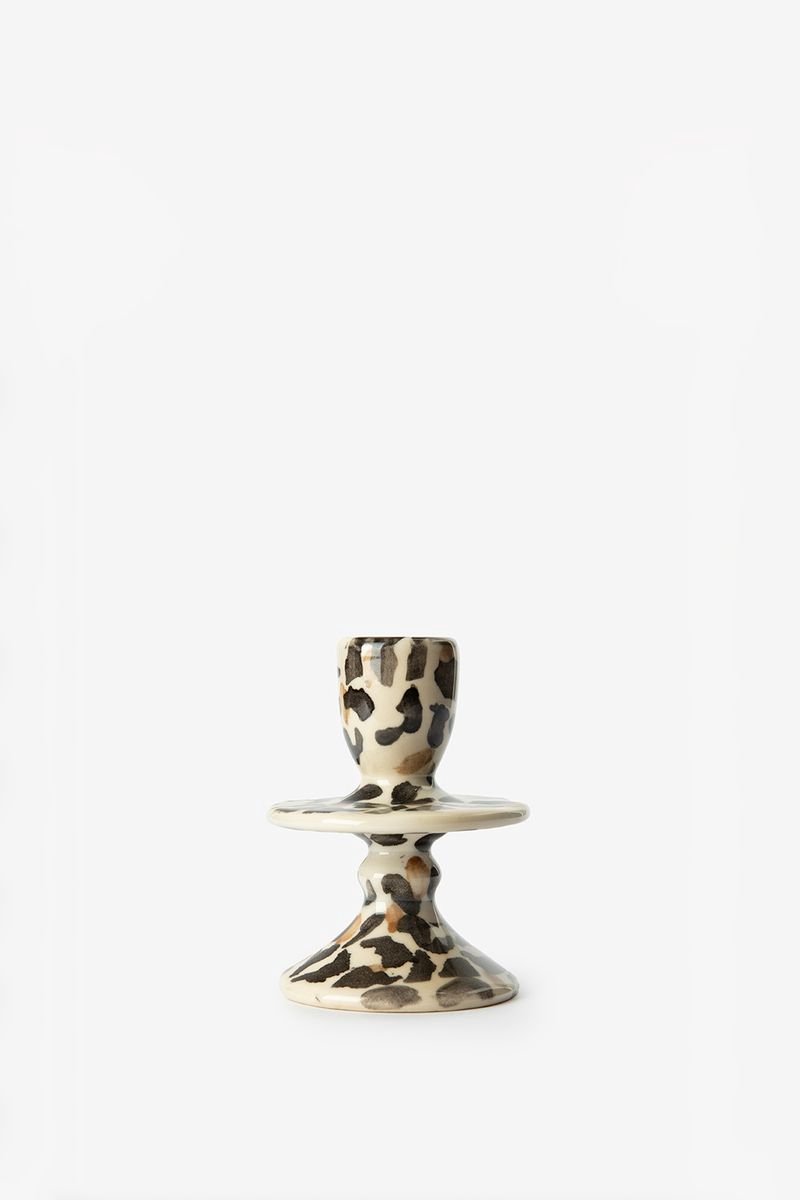 Sissy-Boy - Lichtbruine ruffle kandelaar met leopard print small