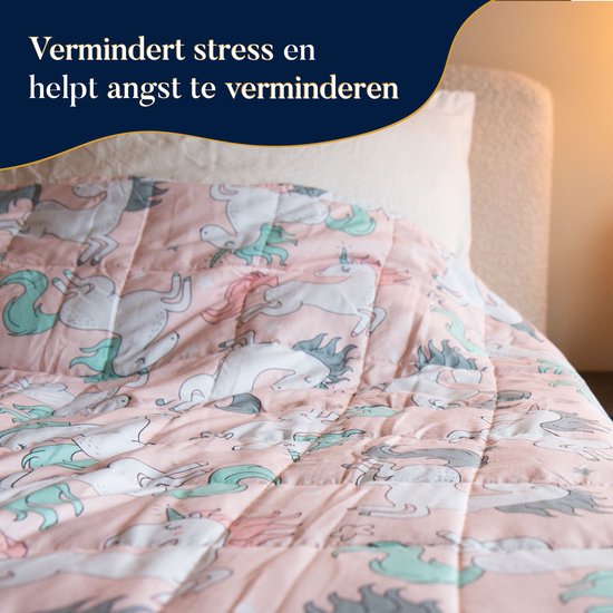 Latona Blanket® Verzwaringsdeken kind 100 x 150cm - 3kg - Eenhoorn - Katoen - Weighted blanket