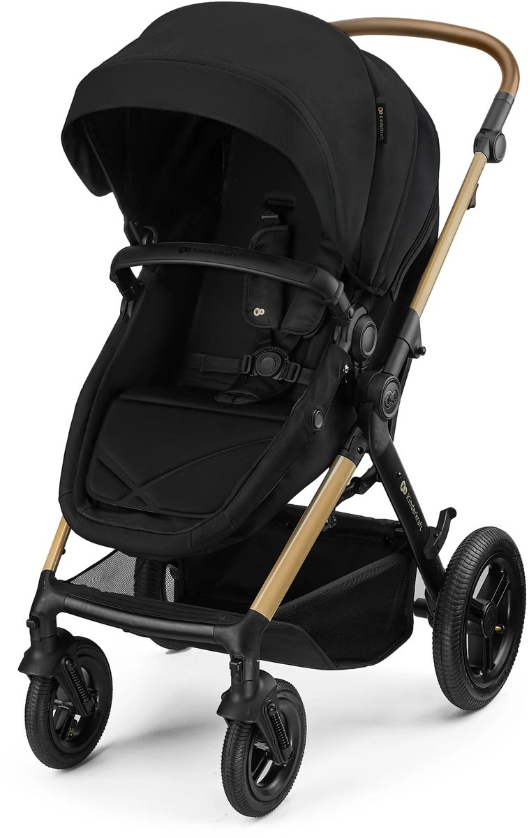 Kinderkraft MOOV 2 XL AIR 3-in-1 Kinderwagen – Ruim Wiegje & Kinderwagenstoel – Travel System met MINK PRO i-Size Autostoel – Zwart