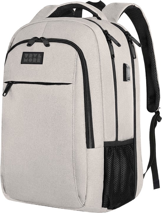 TRVLMORE Rugzak met Levenslange Garantie - Rugtas met 15,6 Inch Laptopvak - Schooltas - Spatwaterdicht - Heren en Dames - Jongens en Meisjes - 28L - Champagne