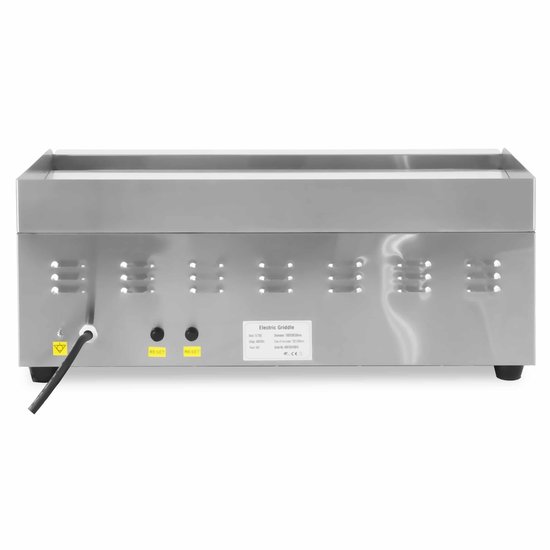 HCB® - Professionele Horeca Bakplaat - glad - 2 x 230V - RVS / INOX - Electrisch Teppanyaki Grill apparaat - 47x73x25 cm (DxBxH) - 23 kg - 2572 — afbeelding 3