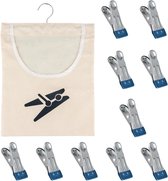 Allecto Plus - Hangende Wasmand Organizer voor Slaapkamer en Badkamer - Opbergzak met Haak voor Balkon - Stoffen Tas voor Sokken - 32 x 28 cm