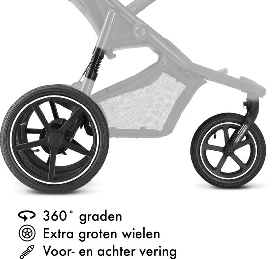 Deryan Bolt hardloop kinderwagen - Jogging buggy - Muggennet - Zwart