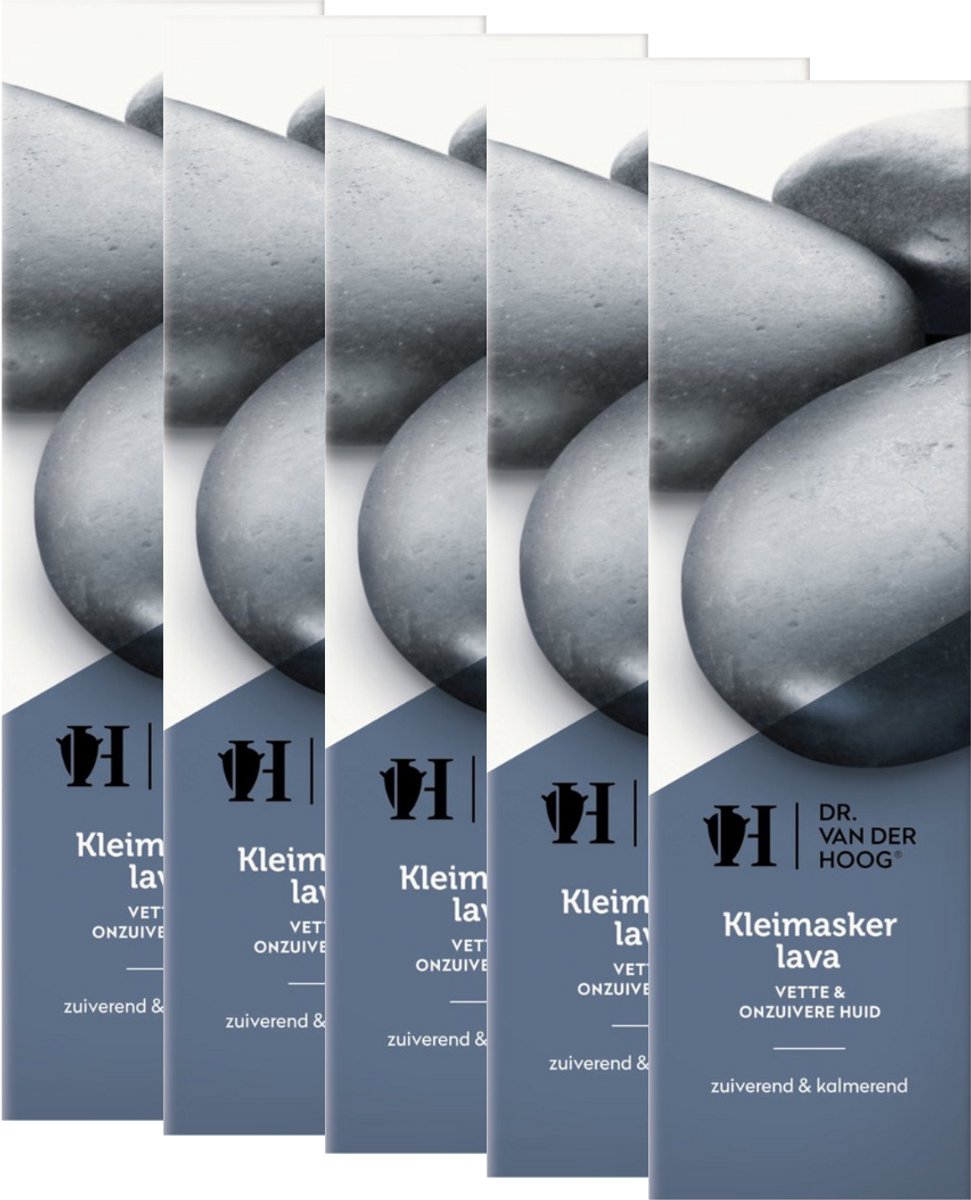 Dr. van der Hoog - Lava Kleimasker 5x10 ml - Voor Vette & Onzuivere Huid - Zuiverende Gezichtsmasker