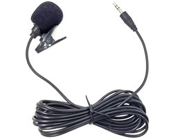 Lavalier Dasspeldmicrofoon met 3.5mm Jack AUX aansluiting - 3 Meter Kabel - Geschikt voor Smartphone, Camera en Laptop - zwart