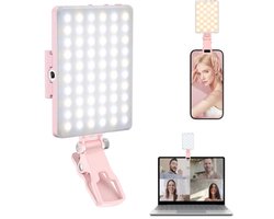 Sounix LED Video Lamp - Studiolampen - 60 LED - Selfie light - Oplaadbare - Smartphone Lamp - Roze