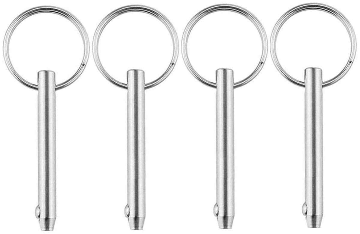 Allecto Plus - Quick Release Pins Roestvrij Staal Set van 4 - Marine Bevestiging 8mm Diameter - Boten Accessoires met Trekring