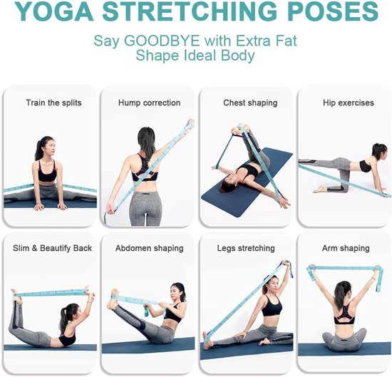125*4 cm - Yoga weerstandsband - Yoga stretchband - Yoga-oefenband - Rekband - met 11 ringen - Weerstandsband - voor training, pilates, dans en fitness - blauw paars van Merkloos — afbeelding 4
