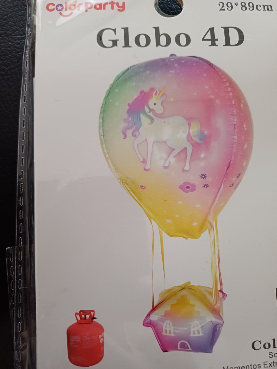 Folieballon 4D luchtballon met unicorn 29x89cm