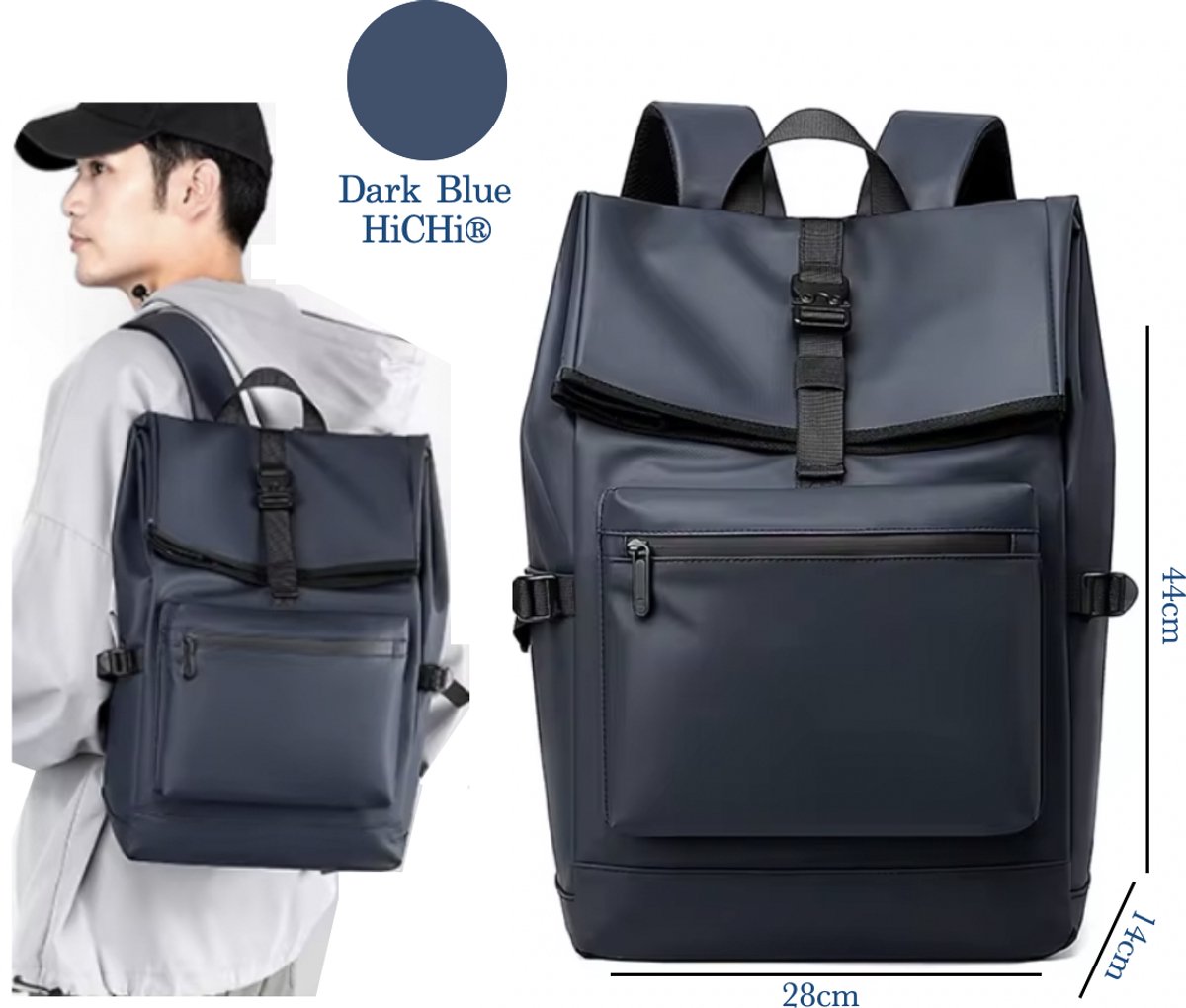 HiCHi® Rolltop Rugzak voor Dames en Heren Backpacks Waterdicht - Laptoptas - Backpack Rugzak - Verstelbare Reistas Donker Blauw 20 tot 30L