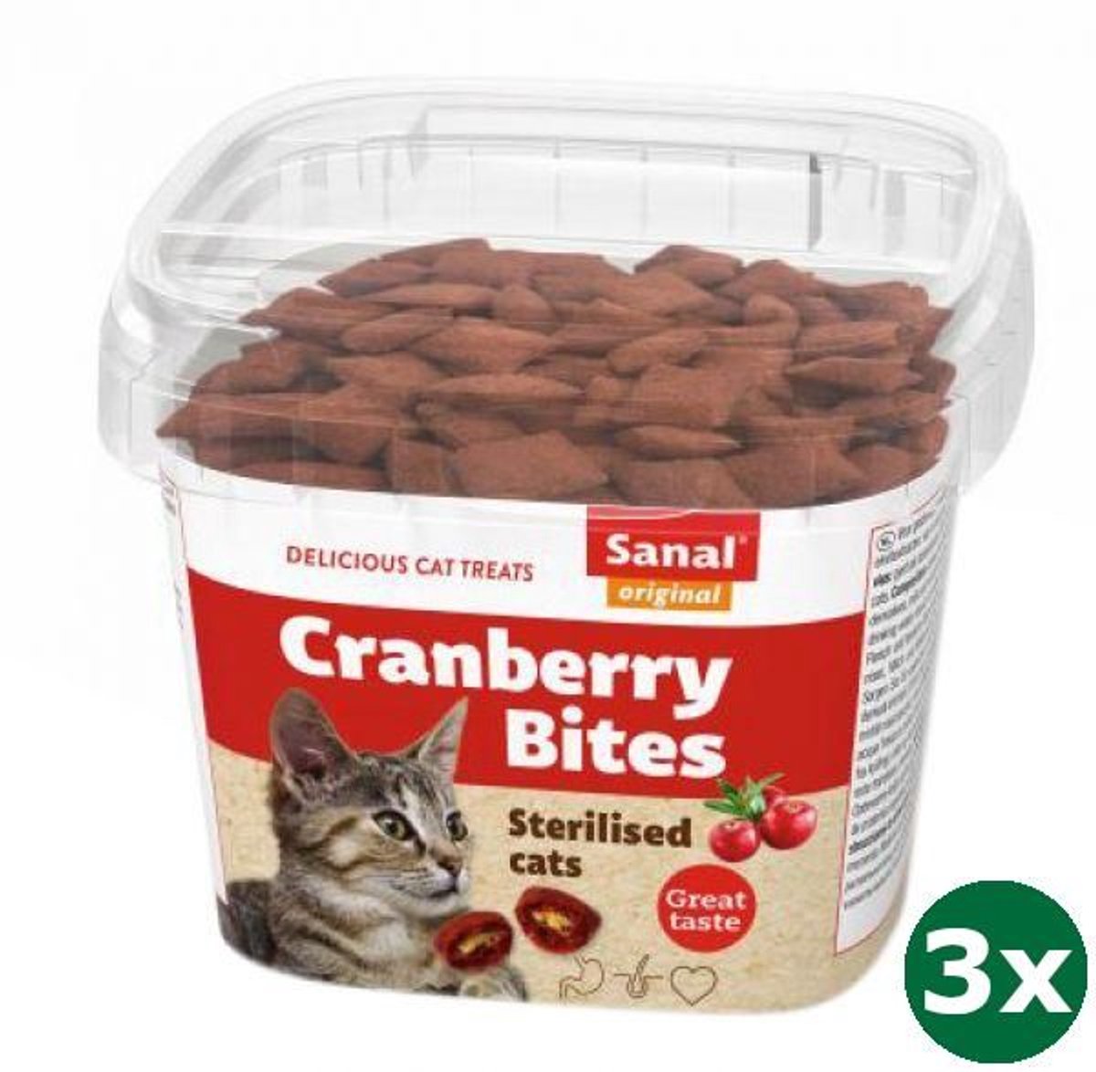 Sanal cat cranberry & chickenbites cup 3x 75 gr