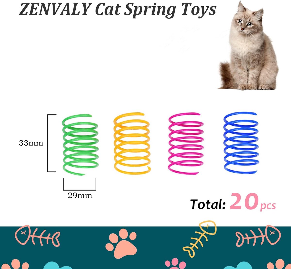 Nafafosa 40 Stuks Kattenspeelgoed Spiraal - Kleurrijke Plastic Spiralen Set voor Katten en Kittens - Nieuwigheid Huisdieren Speelgoed