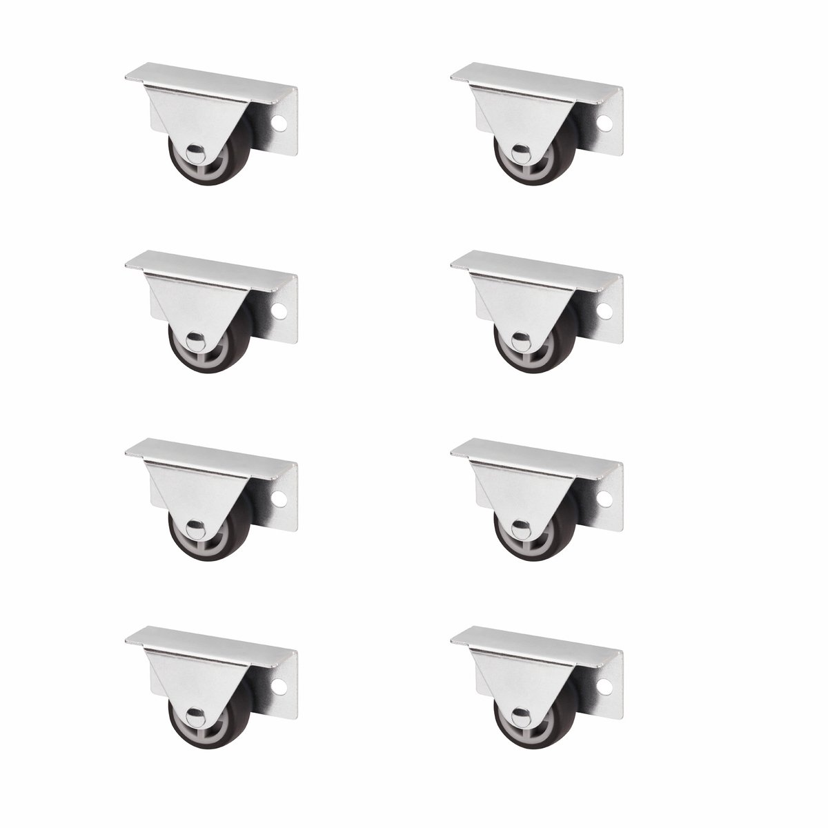 SOTECH Set van 8 Kastwielen TRIER (Ø 30 mm, voor zijmontage, donkergrijs) Bokwiel, stil en vloervriendelijk, Ideaal voor bedkasten en vloerlades