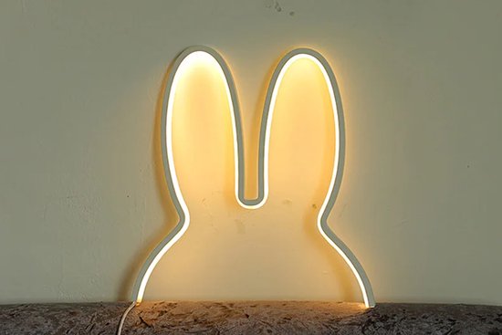Nachtlampje - Kinder Lampje - Konijn Lampje - Baby Kamer Inrichting - Nijn - Wandlamp Kinder Kamer - Dimbare Slaapkamer Lamp LED - Warm Wit - Konijnenoren Lamp van Merkloos — afbeelding 5