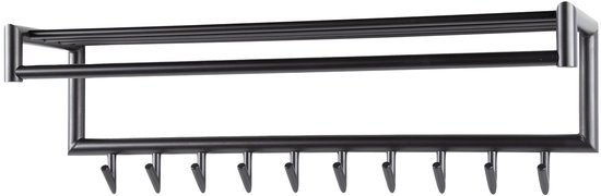 en.casa] Wandkapstok lstykke met plank 110x30x27 cm zwart