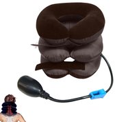Opblaasbaar ergonomisch nekkussen - neksteun, fleece, blauw