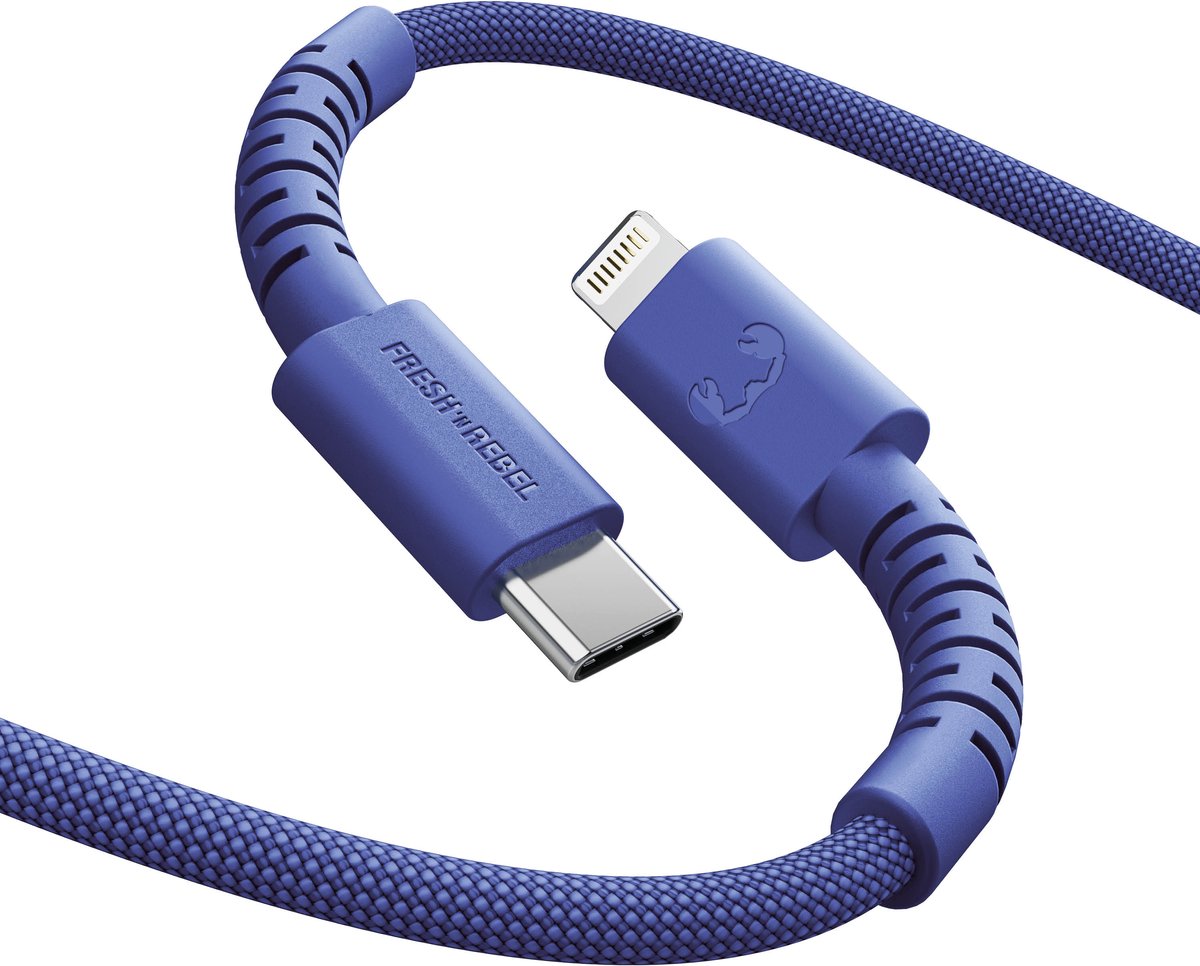 Fresh 'n Rebel Flexwave Silicone Braided Usb-c Naar Lightning Usb-kabel 2 M True Blue