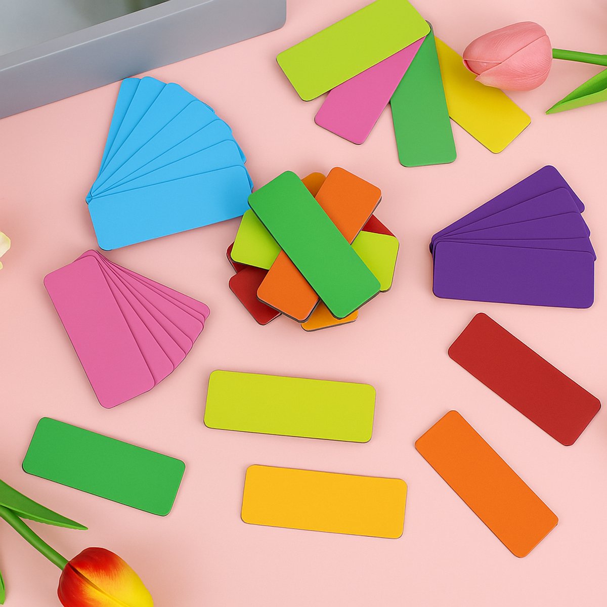 Huysplan® - Scrum Magneten - 36 stuks - 3 zwarte magnetische stiften met wisser - Voor Whiteboard, Magneetbord, Memobord of Magnetisch Tekenbord – Herschrijfbare Magneten op Koelkast - 8 cm Breed x 3cm Lang - 9 Kleuren - Magnetische labels — afbeelding 2