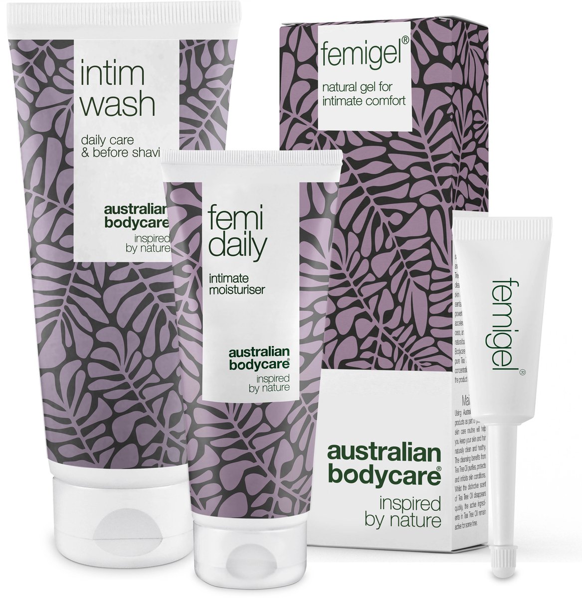 Goedkoopste Australian Bodycare - Intieme verzorgingsset speciaal voor de intieme zone met 100 natuurlijke Tea Tree Olie - Effectief tegen vaginale droogte, jeuk en irritatie van intieme zone - Pakket bevat Intim Wash 200ml Femi Daily 100ml Femigel 5x5ml