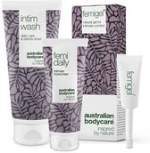 Australian Bodycare - Intieme verzorgingsset speciaal voor de intieme zone met 100% natuurlijke Tea Tree Olie - Effectief tegen vaginale droogte, jeuk en irritatie van intieme zone - Pakket bevat  Intim Wash 200ml + Femi Daily 100ml + Femigel 5x5ml