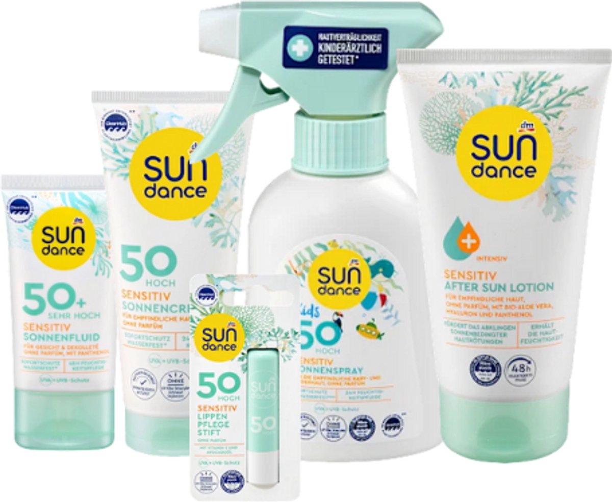 Sundance Zonnebrand Set - Sensitive - Gezicht, lippen, lichaam, kids & aftersun | SPF 50 Hoog | Multipack - Voordeelset - Zonnebescherming voor het hele gezin
