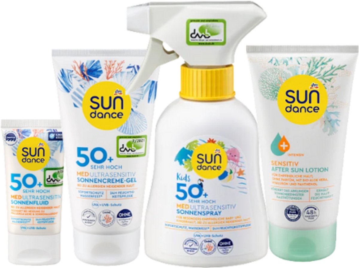 Sundance Zonnebrand Set – MED Ultra Sensitive – Gezicht, Lichaam, Kids & Aftersun | SPF 50+ | Multipack – Voordeelset – Zonnebescherming voor het Hele Gezin