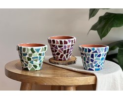 Little Creations DIY pakket - Mozaïek bloempotten (2 stuks) blauw - Hobbypakket volwassenen - Knutselpakket voor volwassenen - mozaiek pakket
