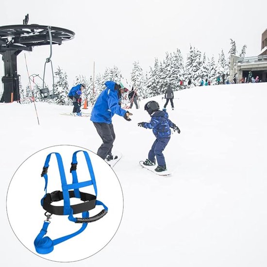 2-stuks Skituigje kinderen - Snowboard Beginners - Kindertuigje - Skigordel met handgreep aan de achterkant - Met verstelbare riemen - Skiriem - Skitrainingsgordel - Skiveiligheidsgordel - Voor skiën, schaatsen, training - Blauw van Veepax — afbeelding 2
