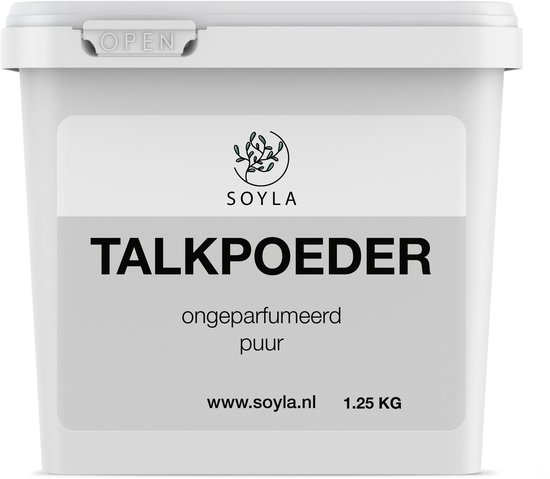 Talc en poudre - 1,25 kg - Qualité pharmaceutique - Soins de la peau - Sans parfum - Puur et naturel - Wit