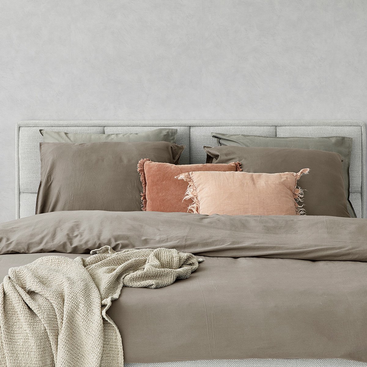Dreamers Den 2-PACK kussenslopen gewassen Katoensatijn 300 TC Taupe - 2x60x70cm