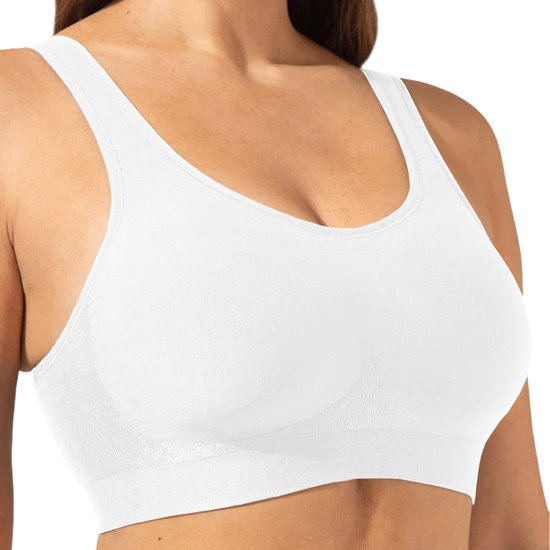 Naadloze Push Up BH - Maat M - Wit - Shapetape - BH Dames Zonder Beugel - Naadloze BH - Comfort BH - Magic Bra - Brede bandjes - Beha met Sluiting - Niet-voorgevormde BH - BH met Vulling