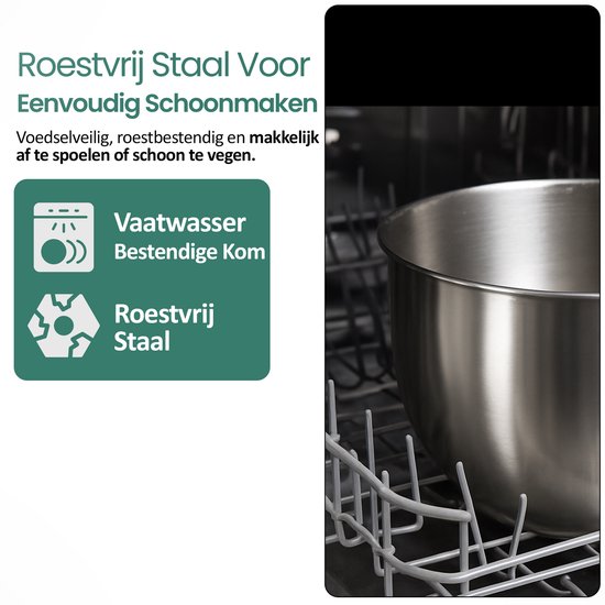 EMERIO KM-123117 - Keukenmachine, kneedmachine, roermachine met 5 liter roestvrijstalen kom + 3 roergereedschappen + spatbescherming met vulopening, 1000 Watt power, 6 snelheden + Pulse Retro, BPA vrij, Wit van Emerio — afbeelding 3