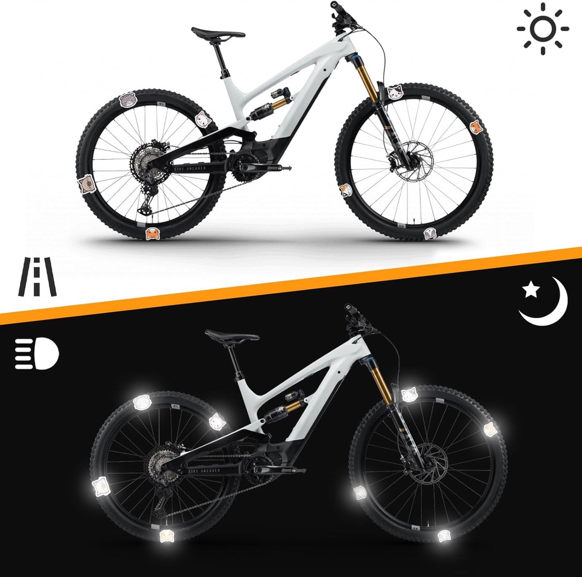 Lot De 20 Stickers Réfléchissants Chat – Adhésifs Haute Visibilité, Imperméables, Pour Casque, Vélo, Poussette, Sac – Sécurité Enfant Nuit