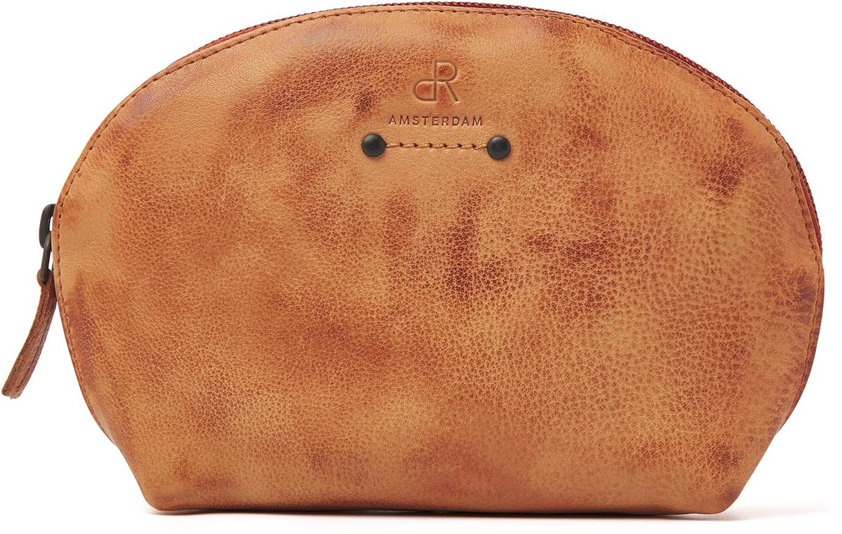 Make-up tasje met spiegel van dR Amsterdam | Klein make-up etui | Spiegeltasje leer | Dames make-up tasje | Compact etui voor make-up en 3 creditcards | 93630