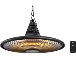 Auronic Terrasverwarmer - Infrarood Verwarming - Hangend - 10m2 - Elektrische Heater - 1500W - Afstandsbediening - Zwart