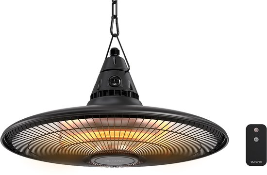 Auronic Terrasverwarmer - Infrarood Verwarming - Hangend - 10m2 - Elektrisch - 1500W - Afstandsbediening - Zwart