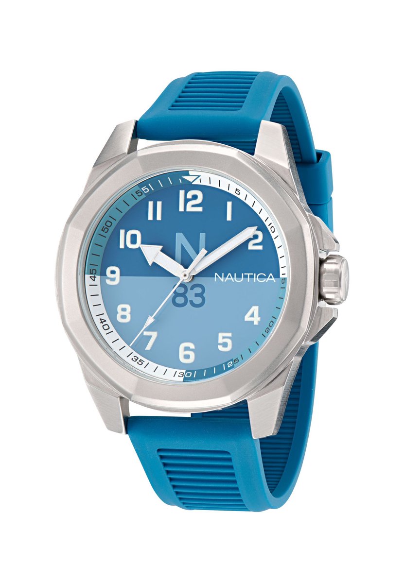 Nautica Tortuga Bay Kwarts Analoog Horloge Blauw Case: 100% Stainless Steel | Armband: 100% Silicone 46 mm NAPTBS402