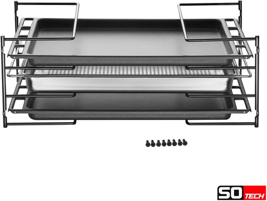 SOTECH Bakplaathouder voor 4 bakplaten (364 x 140 x 182 mm, zwart chroom, voor 600 mm kastbreedte) Roosterhouder - Eenvoudig organiseren — afbeelding 5