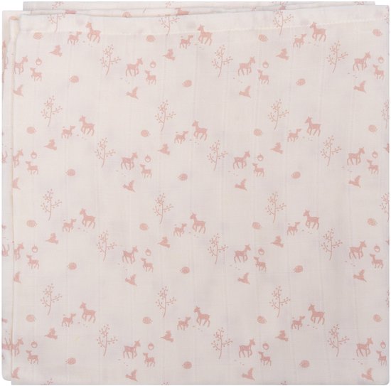 Hydrofiele Doek 120 x 120cm - Baby Wikkeldoek - Slaapdoek Blush Springtime - Wit - Snoozebaby