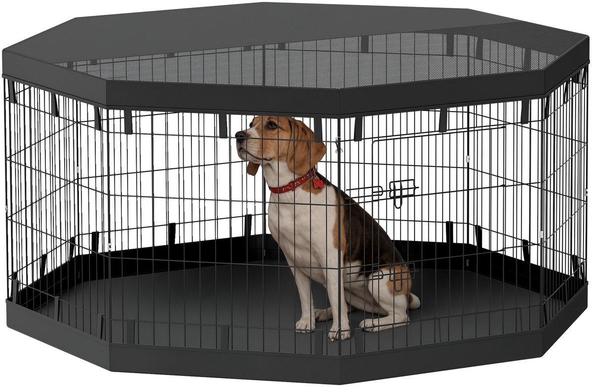 PawHut puppyren voor honden - onder de 20 kg - 159x159x76 cm - zwart