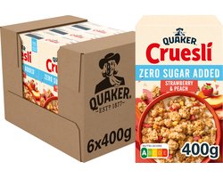 Quaker Cruesli Zero Sugar Added Strawberry & Peach - Ontbijtgranen - 6 x 400 gram