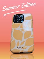 Étui de luxe premium OMAZU - Convient pour - Apple iPhone 15 Pro Max - Coque / Housse antichoc - Haute résistance aux rayures - Couleur Summer Lemon 25 - Pochette de rangement gratuite incluse