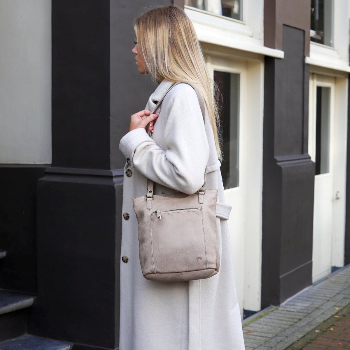 Bear Design Sandy Medium Schoudertas Dames - Leer - Taupe
