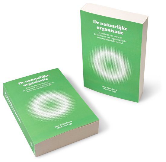 Twee groene boeken met de titel 'De natuurlijke organisatie' op witte achtergrond.