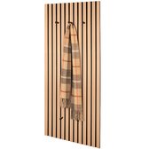 MIRRORS AND MORE MISOU Kapstok - Wandpanelen - 125x50cm - Wandkapstok - Akoestische panelen - Wanddecoratie - Lattenwand - Garderobe met 5 haken - Eiken Bruin - MDF - Vilt - GRACE