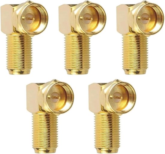 Foto: Dolaso 5 stuks 90 f buighoek adapter voor coaxiale kabels vergulde satellietkabelkoppeling f stekker met f aansluiting