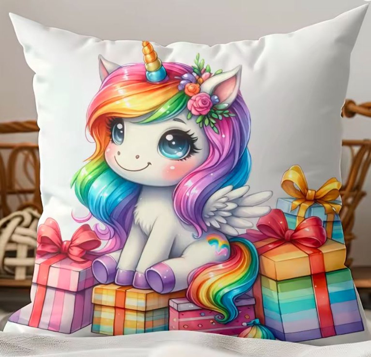 Rainbow Dreams Collection Kussenhoes - Eenhoorn - Unicorn - 45 x 45 cm